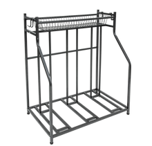 Load image into Gallery viewer, 3-Bike Stand Rack with Storage Basket and Hooks