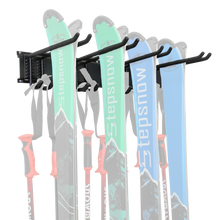 Load image into Gallery viewer, Wall-Mounted Ski Rack with 4 Adjustable Hooks